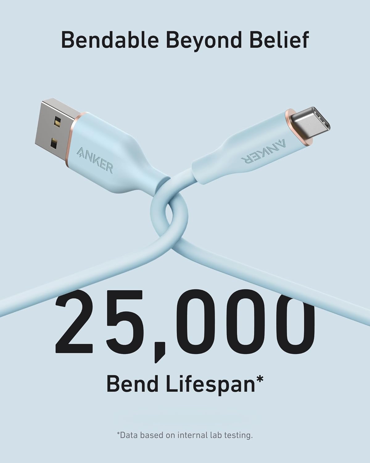 Bendable Beyond Belief  
ANKER  
25,000 Bend Lifespan*  
*Data based on internal lab testing.