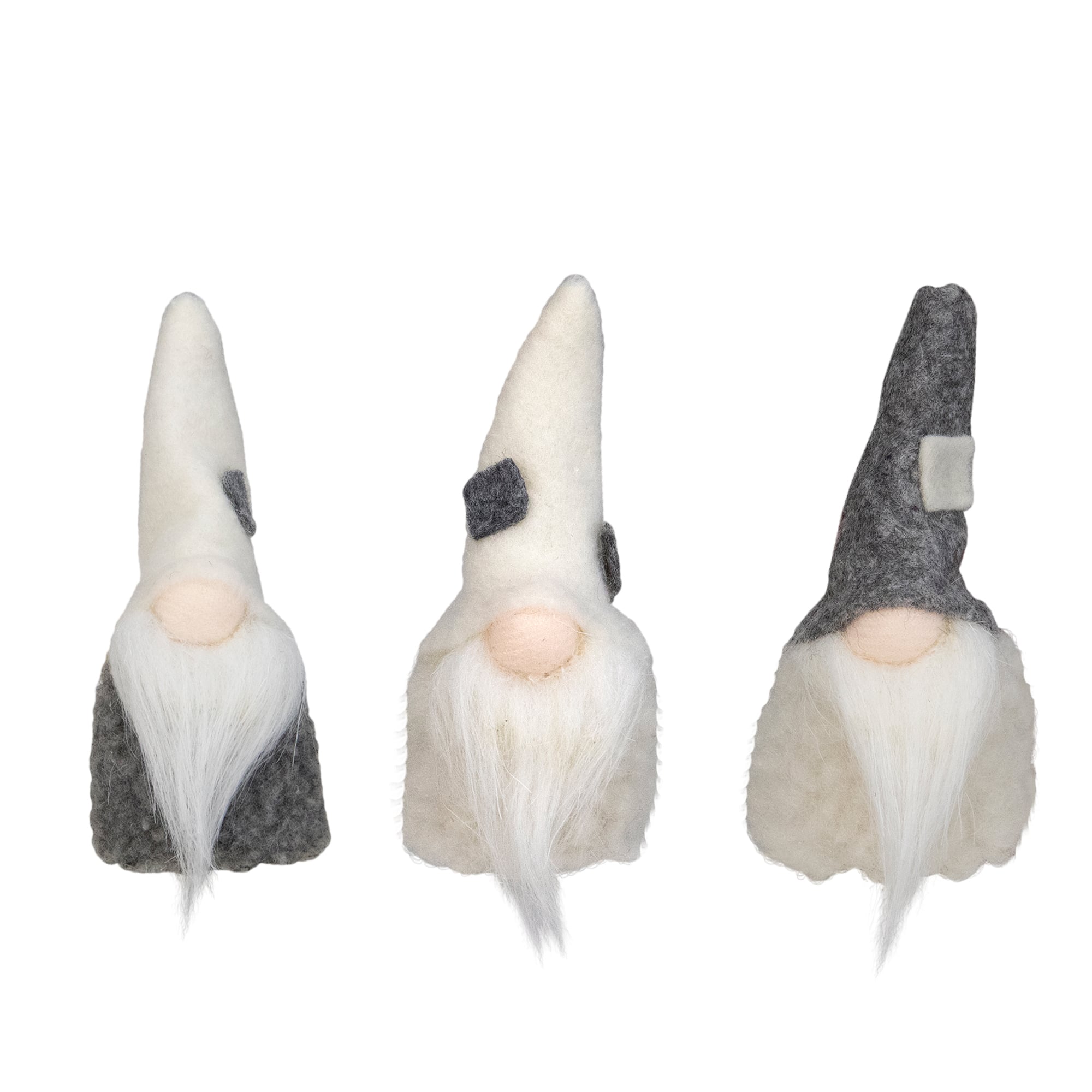 Northlight - Christmas Gnomes Heads - 3.75" - and Cream - Set of 3 - Gray