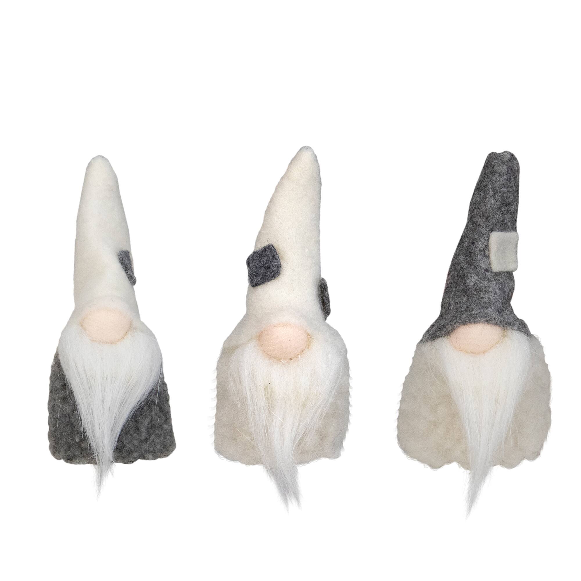 Front. Northlight - Christmas Gnomes Heads - 3.75" - Gray and Cream - Set of 3 - Gray.