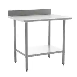 Flash Furniture - Reese Commercial Grade 430 Stainless Steel 18 Gauge NSF Certified 30" x 36" Kitchen Prep and Work Table with Adjustable - Gray