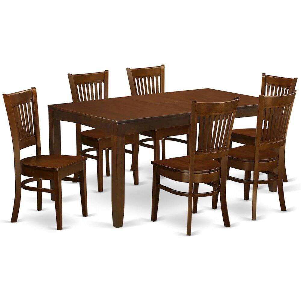 Alt View 3. FurniFact - Espresso Kitchen Table and Chairs Set, 7 Pc Dining Table Set for 6 - Espresso.