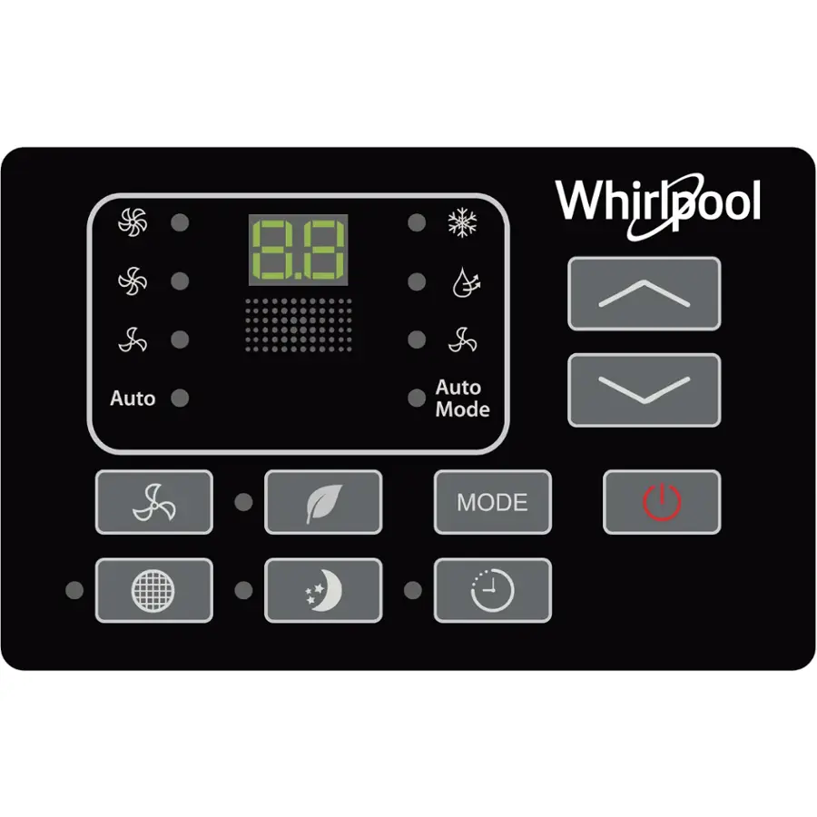 The image features a digital display with a timer and a mode button. The timer is set at 88 minutes, and the mode button is located on the right side of the display. The display is likely part of a pool heater system, as indicated by the "Whirlpool" brand name. The timer and mode button are the most prominent features in the image.