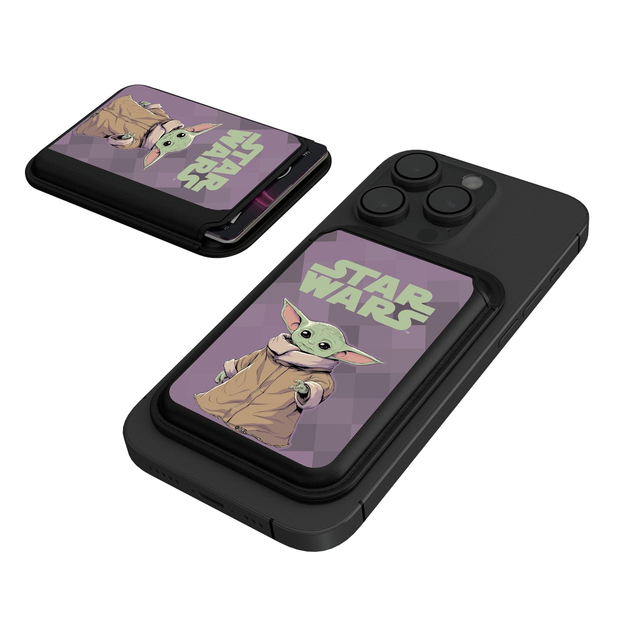 Keyscaper - Star Wars: The Mandalorian Color Block Black Magnetic Credit Card Wallet - Grogu