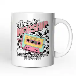 OrnamentallyYou - Made to Worship Christian Retro Mug, Psalm 150:6 Bible Verse Gift - White
