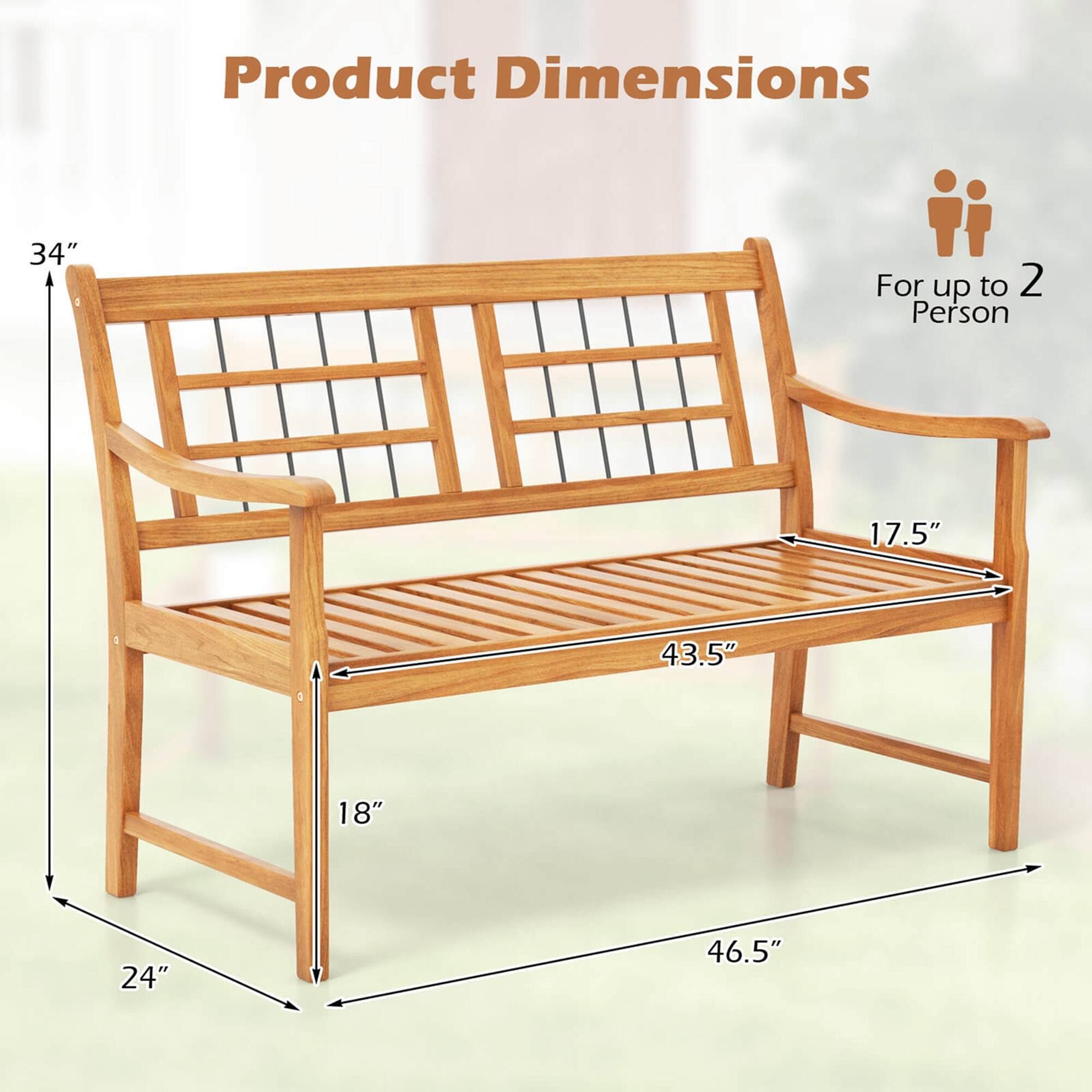 Product Dimensions: 34" for up to 2 people, 17.5" 43.5" 18" 24" 46.5".