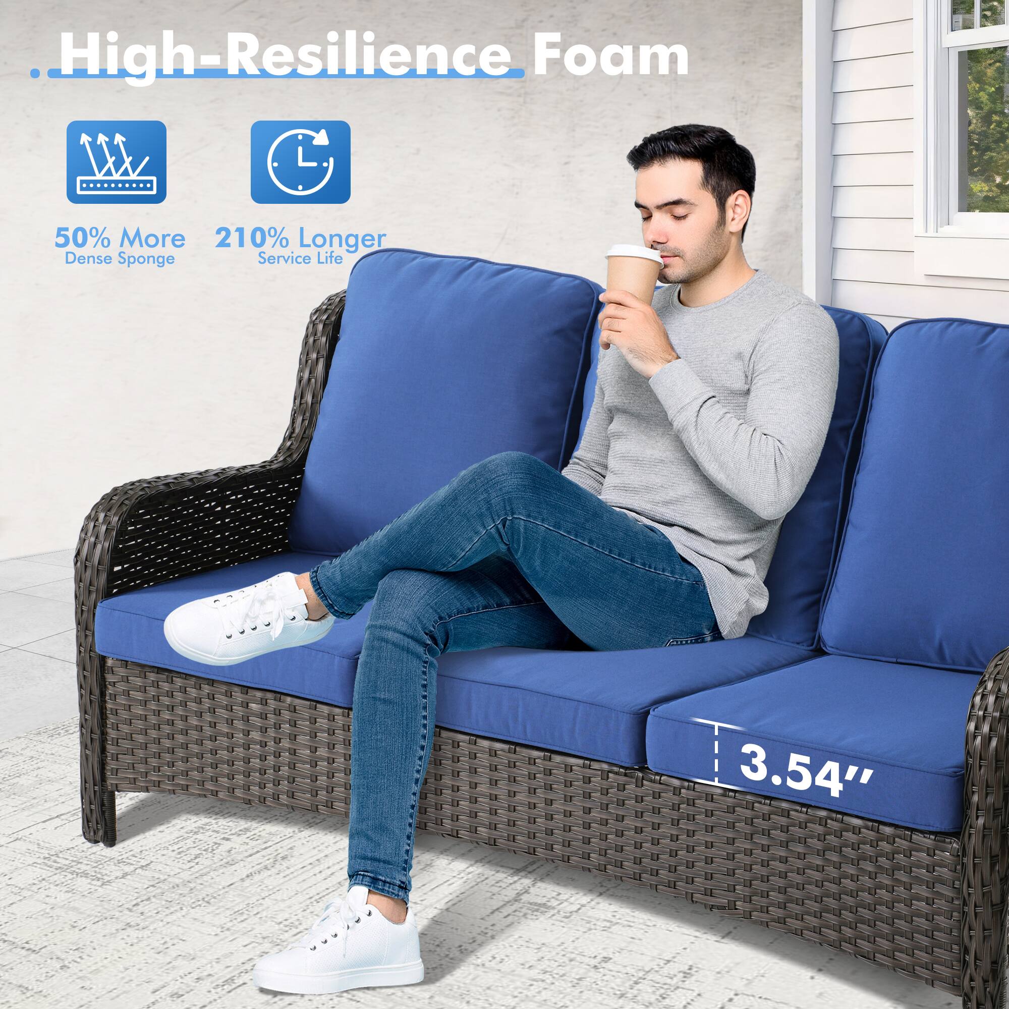 High-Resilience Foam

50% More Dense Sponge

210% Longer Service Life

3.54"