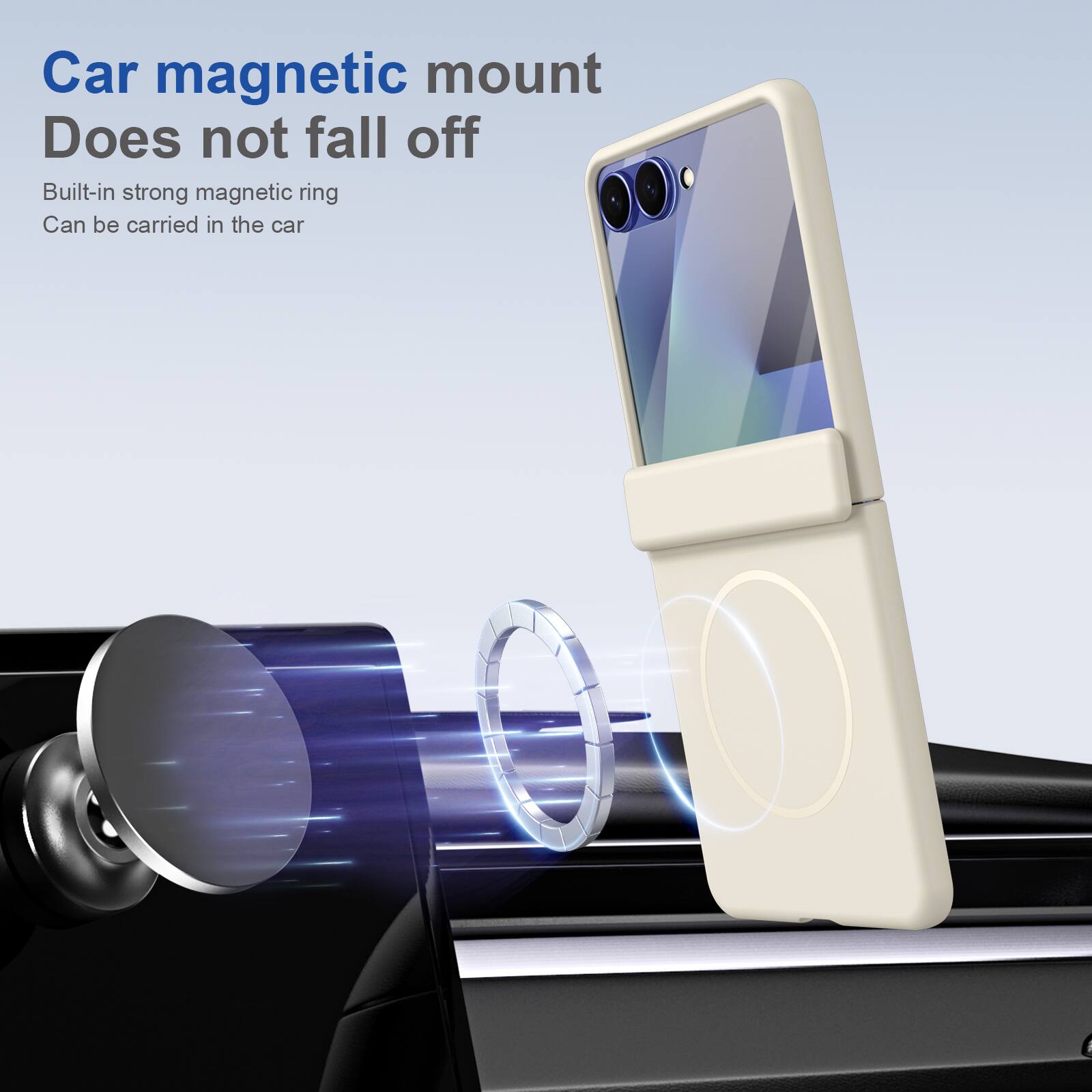 Car magnetic mount  
Does not fall off  
Built-in strong magnetic ring  
Can be carried in the car