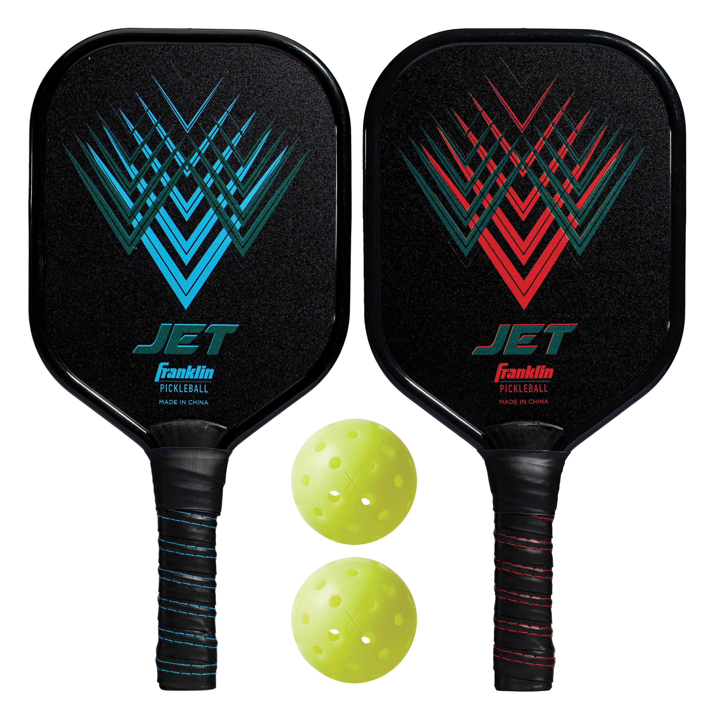 Front. Franklin Sports - 2 Player Jet Pickleball Paddle and Ball Starter Set - Black.