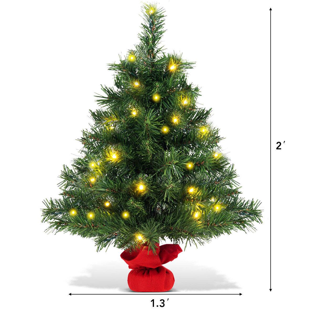 Alt View 3. Costway - Costway 2 FT Pre-Lit Tabletop Fir Artifical Christmas Tree Led Lights - Green.
