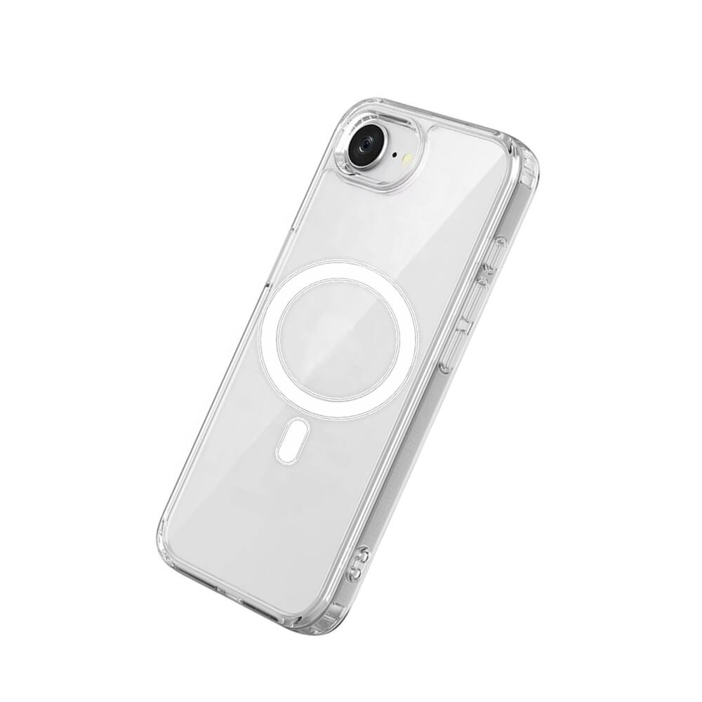 Alt View 4. Qixxronics - for iPhone 16e Magnetic Case Shockproof Phone Cover Compatible with Wireless Charging for iPhone 16e - Clear.