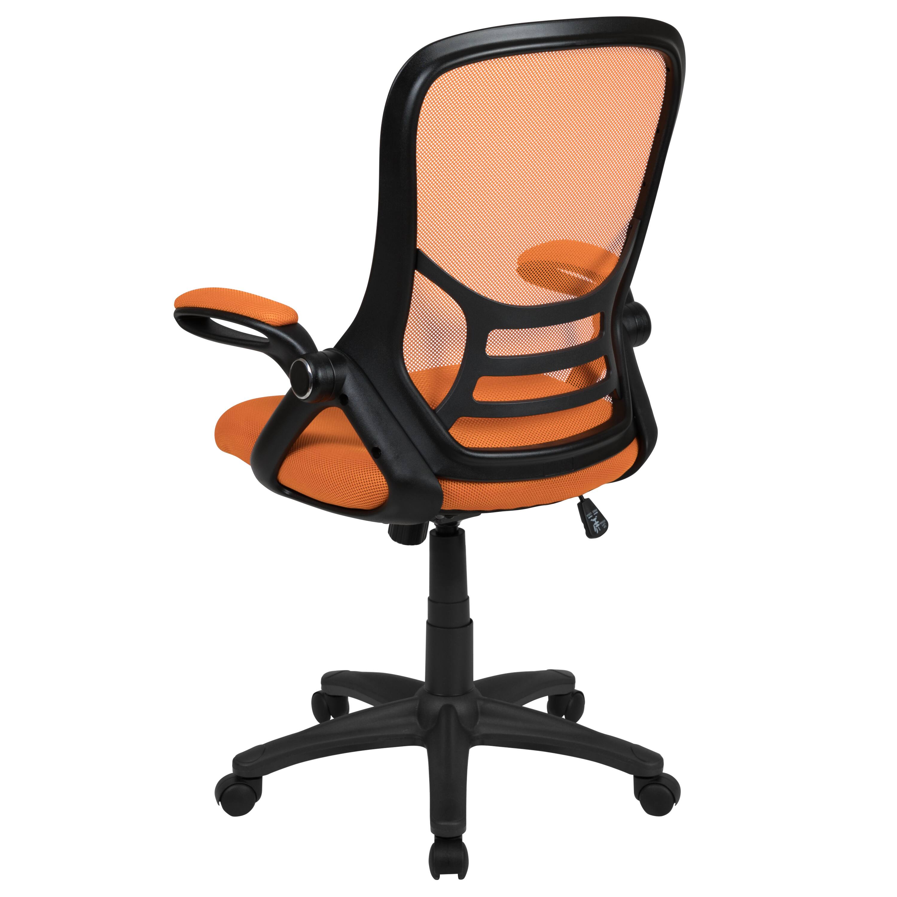 Alt View 5. Emma + Oliver - High Back Mesh Ergonomic Office Chair with Flip-up Arms - Orange.