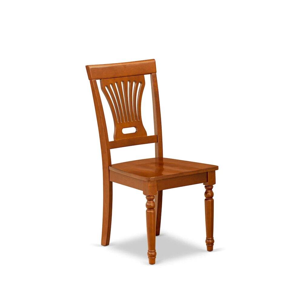 Alt View 1. East West Furniture - Plainville Kitchen Dining Chair with Wood Seat - Saddle Brown Finish, Set of 2 - Brown.