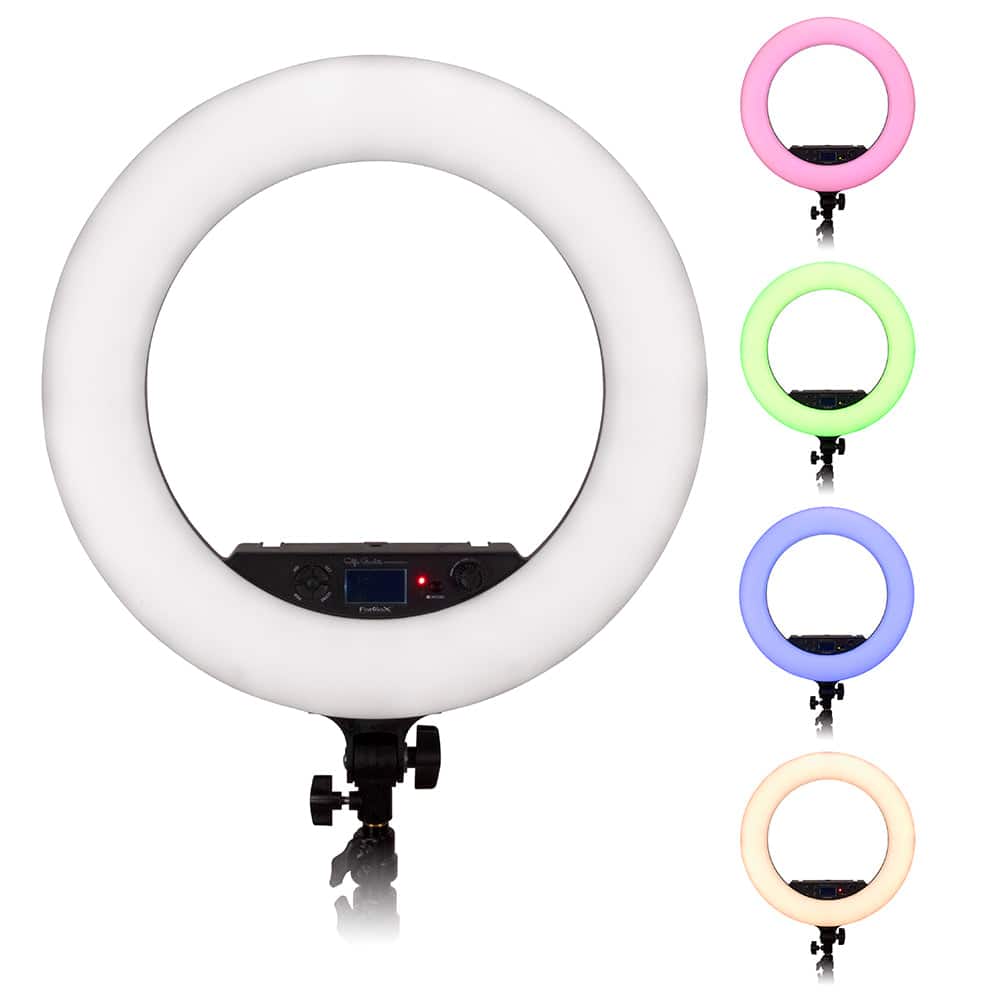 Fotodiox - Selfie Starlite Prizmo Edition - 18in RGB Dimmable LED Ring Light f/ Portrait, Gaming, Makeup, YouTube, Live Streaming