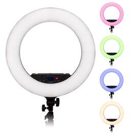 Fotodiox - Selfie Starlite Prizmo Edition - 18in RGB Dimmable LED Ring Light f/ Portrait, Gaming, Makeup, YouTube, Live Streaming