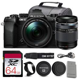 Bundle - OM System - OM-5 Mark II Mirrorless Camera with 14-150mm f/4-5.6 II Lens + 64GB Card + More - Black Advanced