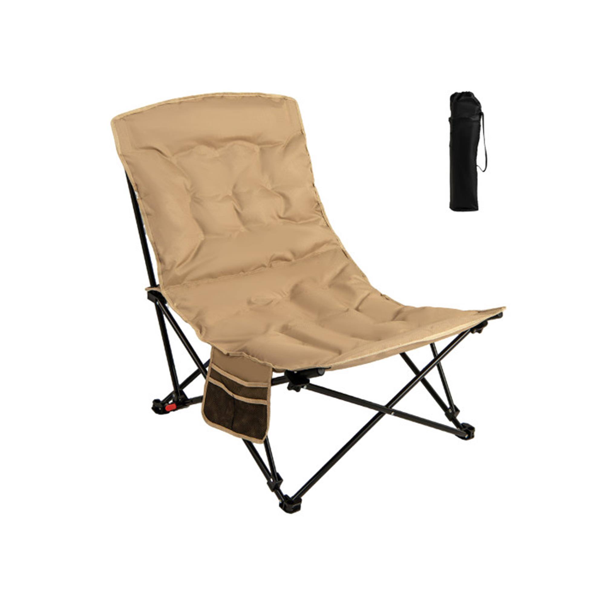 Boyel Living - Folding Camping Chair 43.5-in L x 29.0-in W x 26.5-in H with Carrying Bag and Adjustable Backrest - Khaki