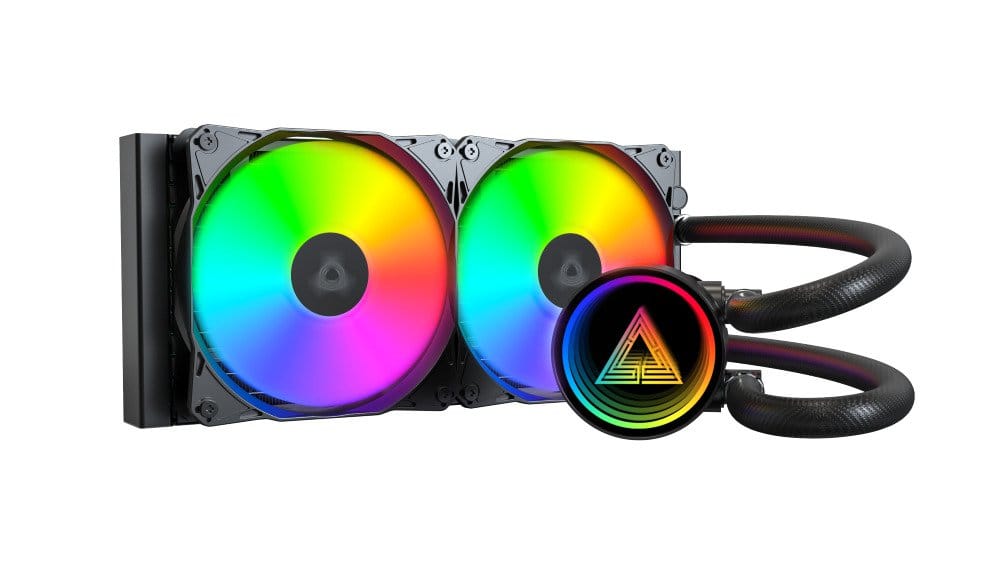 Montech - LightFlow ARGB 240 CPU Liquid Cooler, 240mm AIO with Infinity Mirror Design, 3100RPM Pump, 2x120mm ARGB Fans - Black