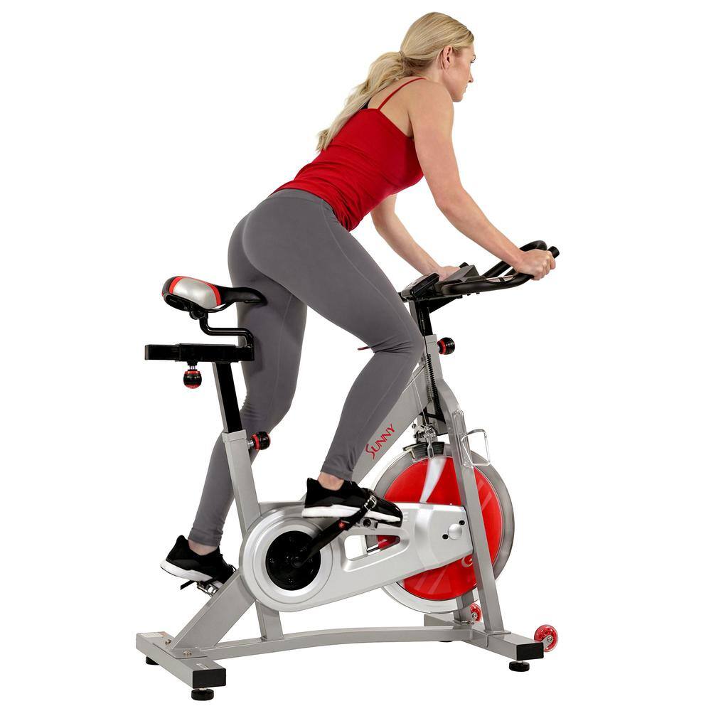 Angle. Sunny Health & Fitness - Pro II Indoor Cycling Bike with Device Mount - Silver/Black/Red.
