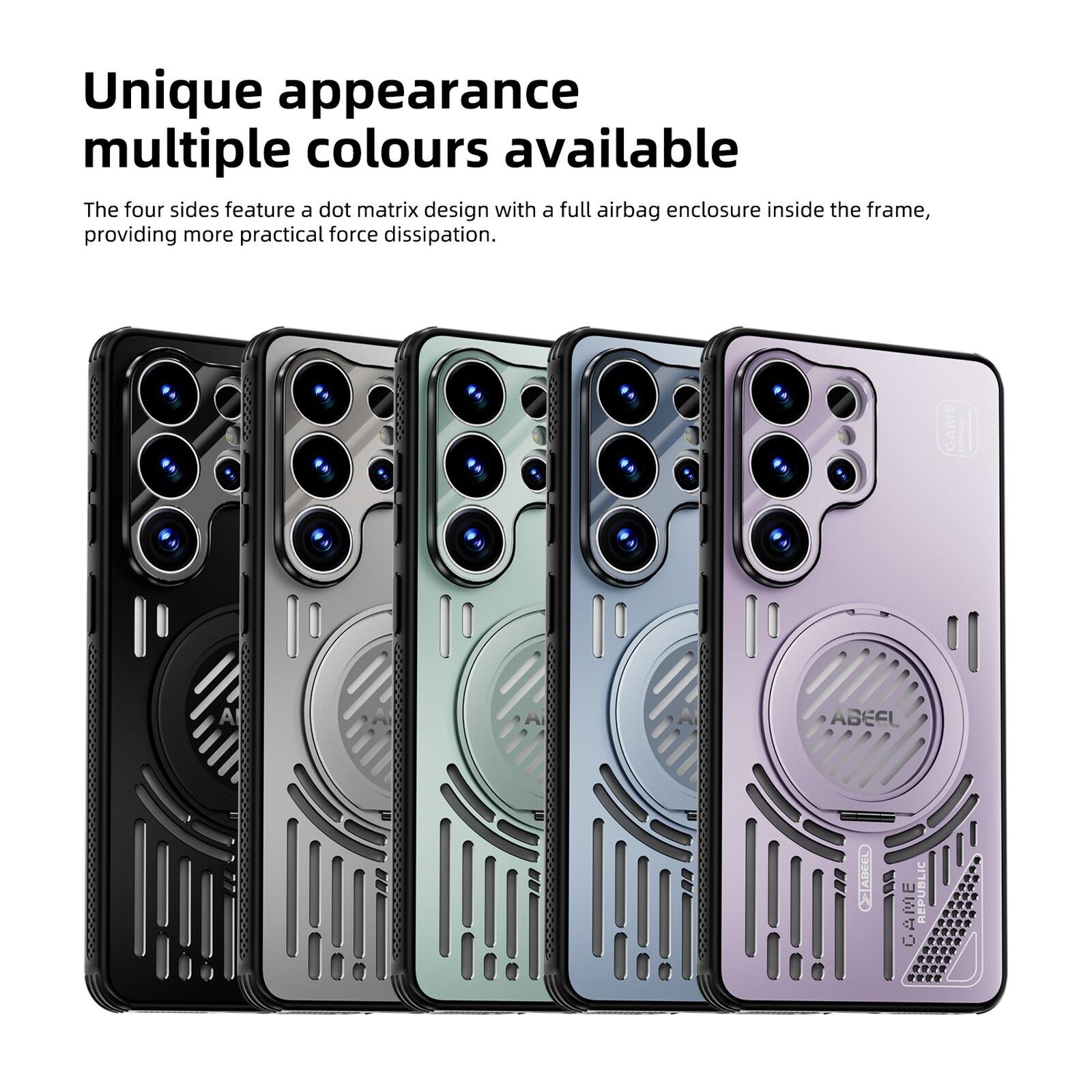 Unique appearance multiple colours available

The four sides feature a dot matrix design with a full airbag enclosure inside the frame, providing more practical force dissipation.