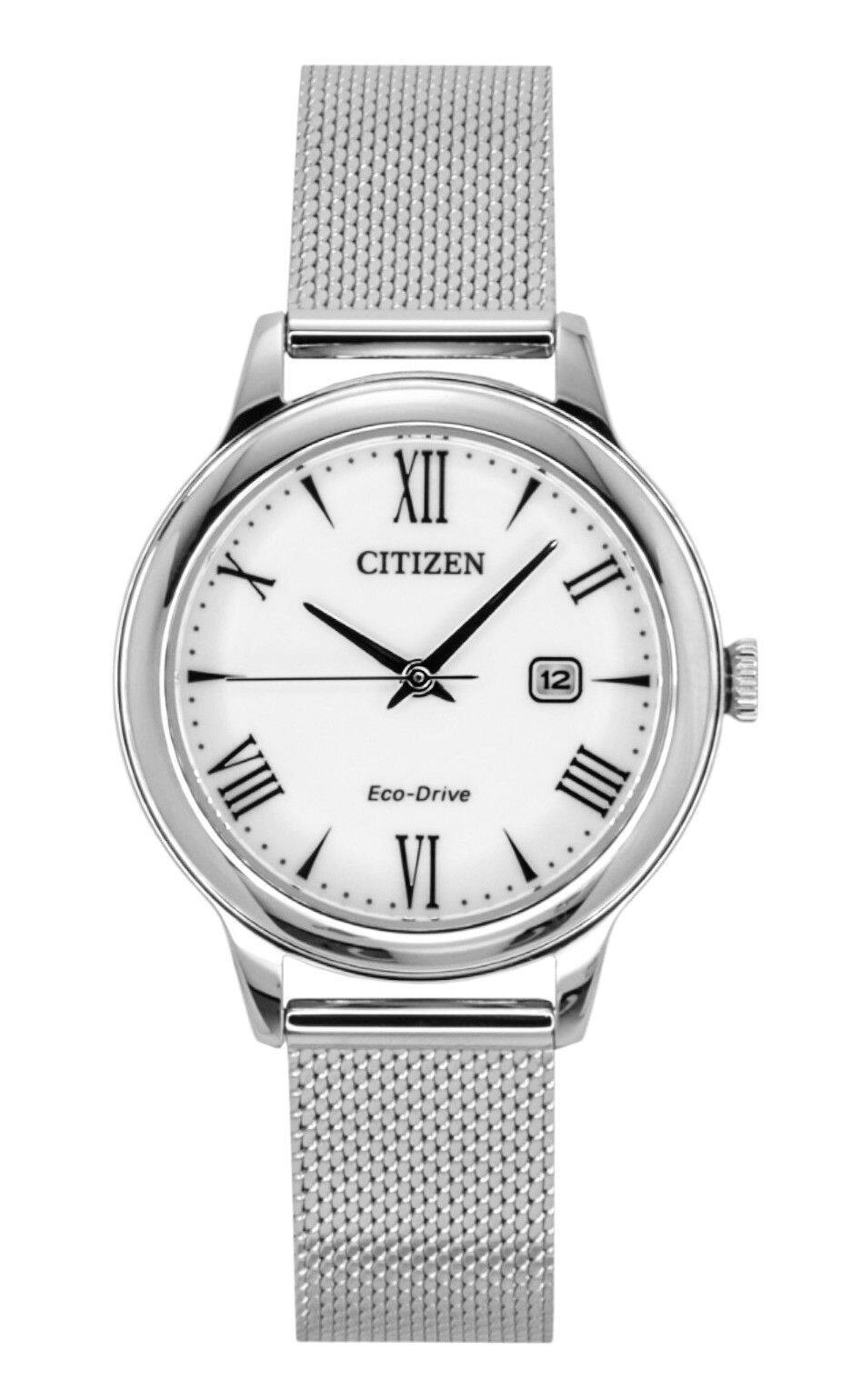 Citizen - Elegance Stainless Steel White Dial Eco-Drive EW2621-75A 100M Women's Watch - Silver, White