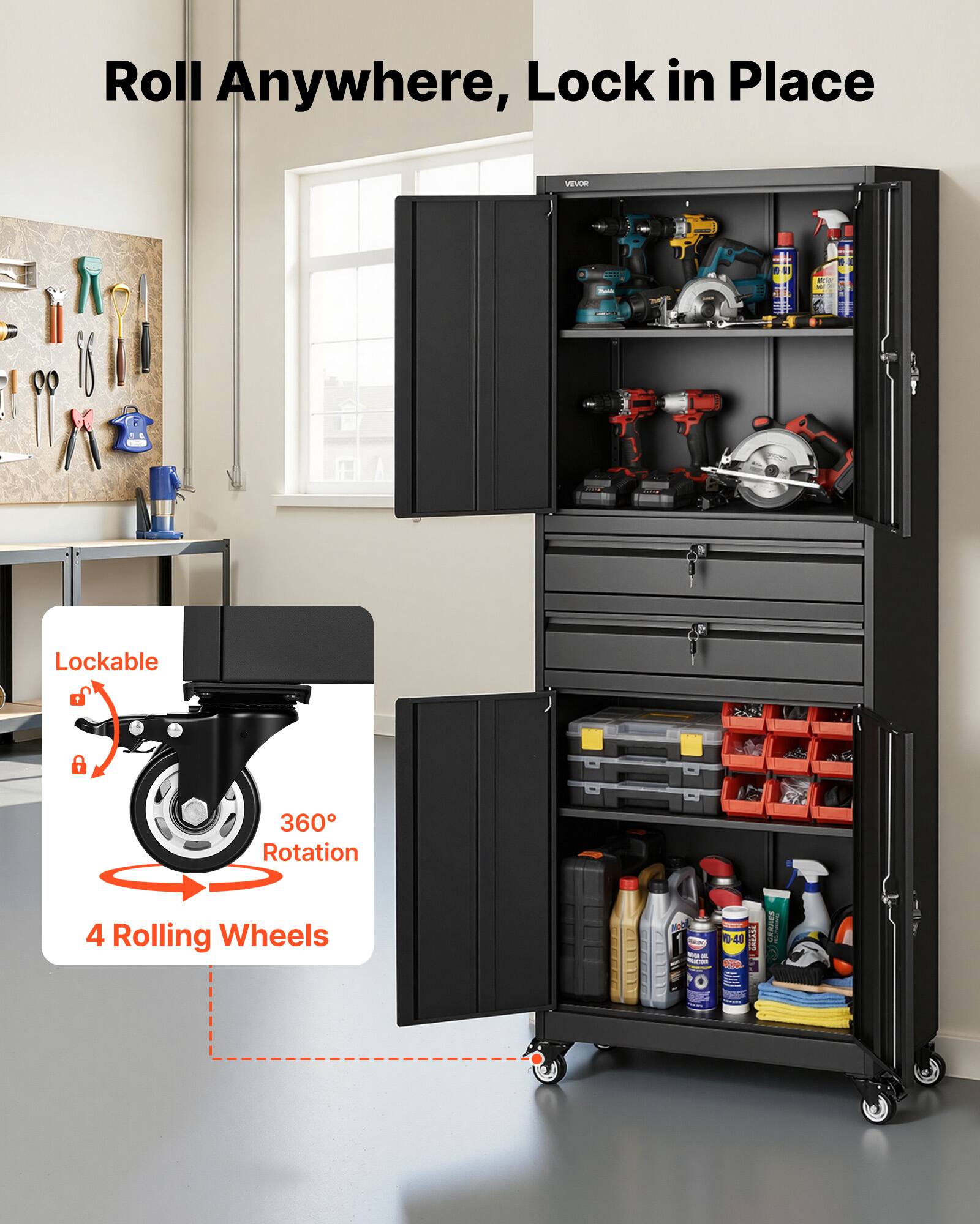 Roll Anywhere, Lock in Place

Lockable 360° Rotation 4 Rolling Wheels