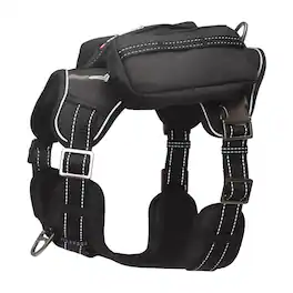 PET MARVEL - High-Perfomance Tactical Dog Harness with Backpack, No Pull Front Clip & Metal Buckles, XL - Black