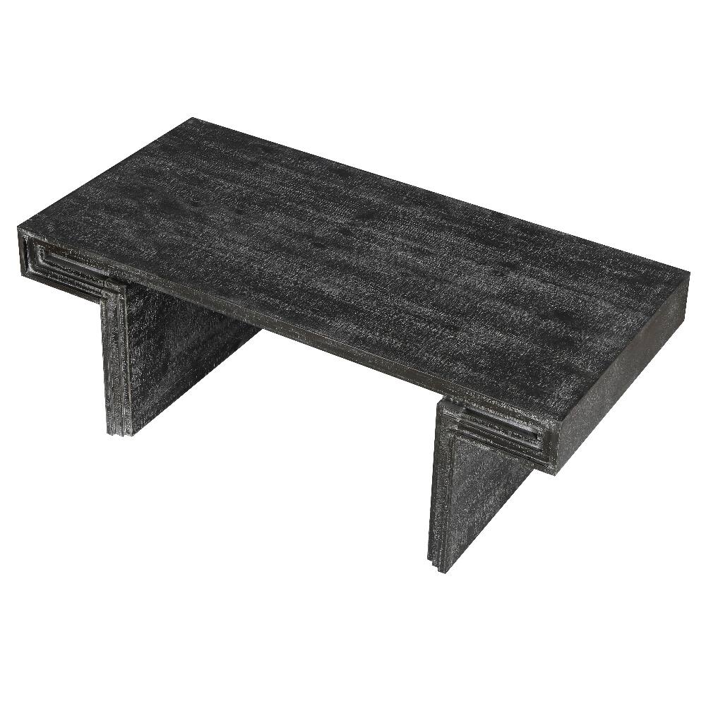 Alt View 3. Loheer - Loheer vintage industrial coffee table Antique Black Double Tier Forty Eight Inch - Antique Black.