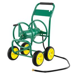 Costway - Garden Hose Reel Cart 4 Wheels, 330 ft 5/8" Large Capacity for Outside Yard Lawn - Green