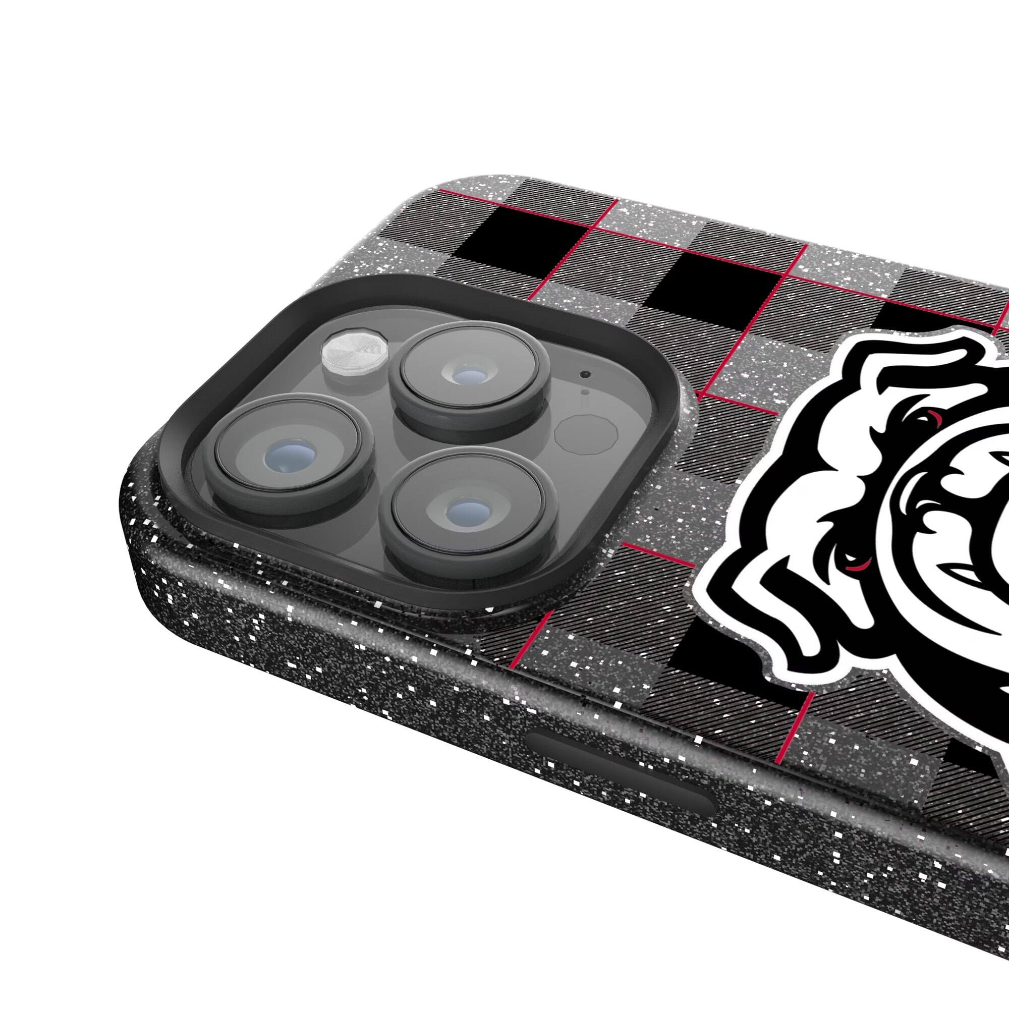Alt View 3. Keyscaper - Georgia Bulldogs Plaid Bling iPhone Case - 14 Pro - Black.