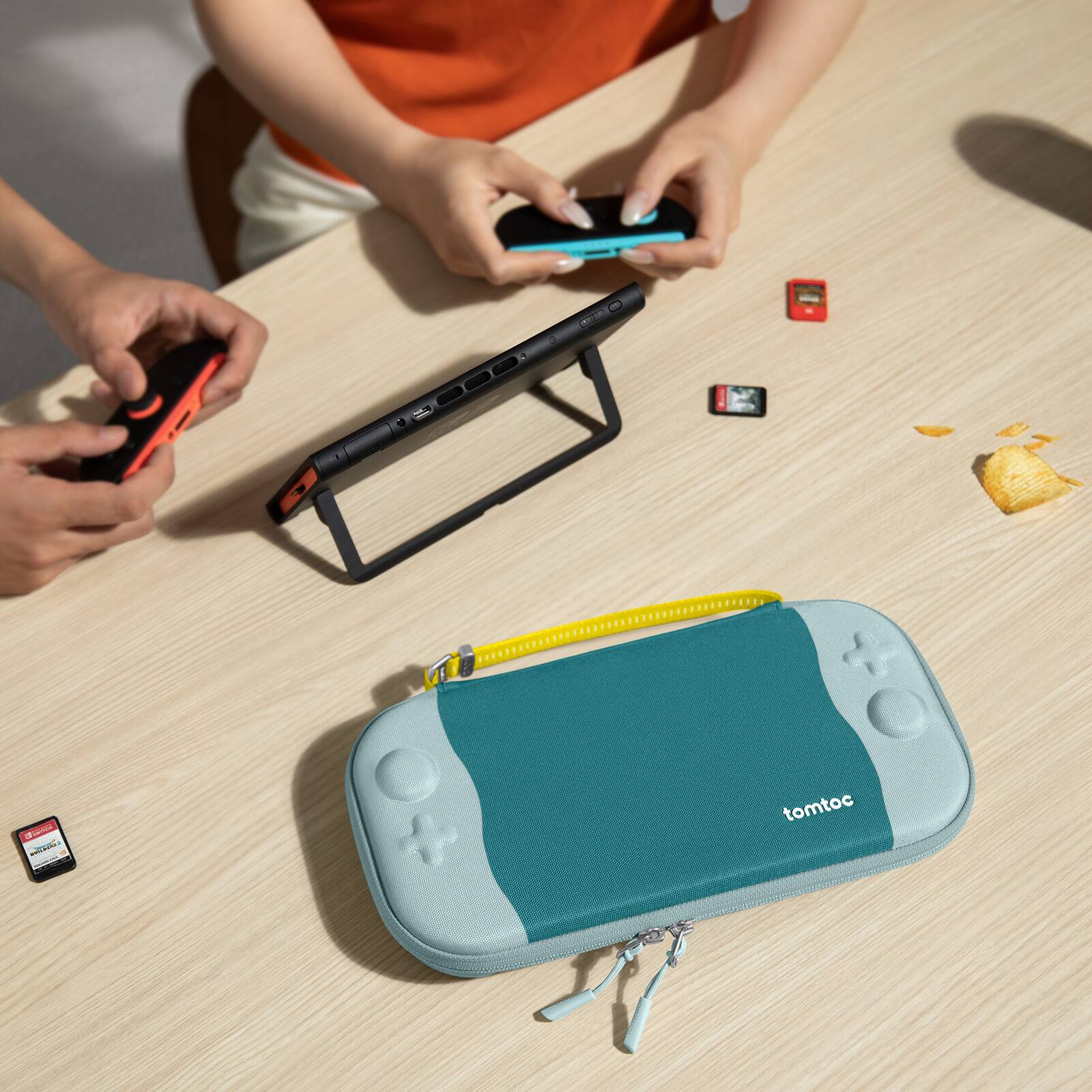 Back. tomtoc - tomtoc Slim Carrying Case for Nintendo Switch 2 Model 2025, Odorless Protective Hard Shell with 12 Game Card Slots - Seasalt.