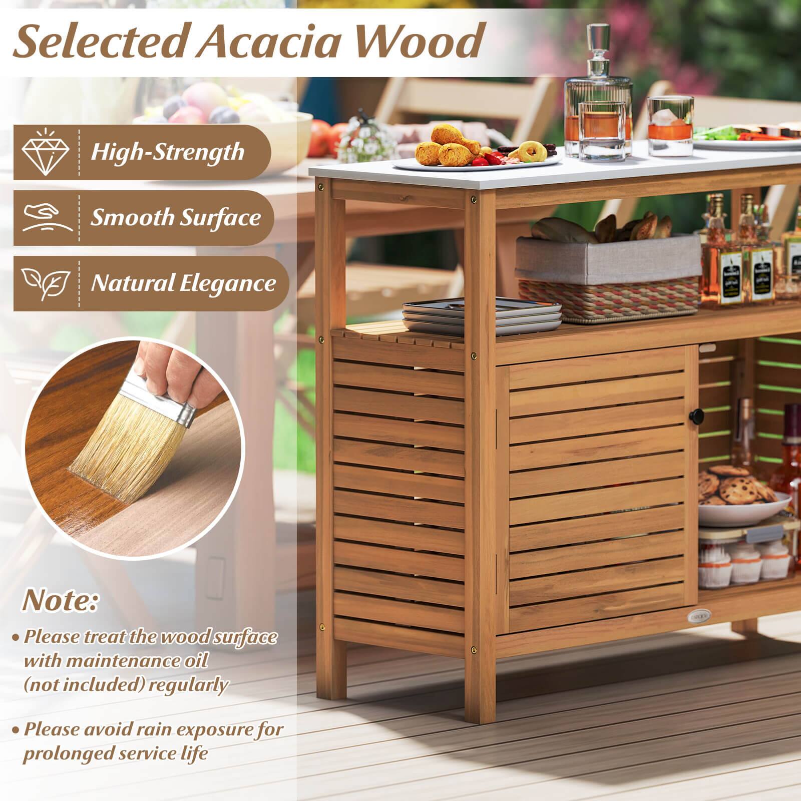 Selected Acacia Wood

- High-Strength
- Smooth Surface
- Natural Elegance

Note:
- Please treat the wood surface with maintenance oil (not included) regularly
- Please avoid rain exposure for prolonged service life