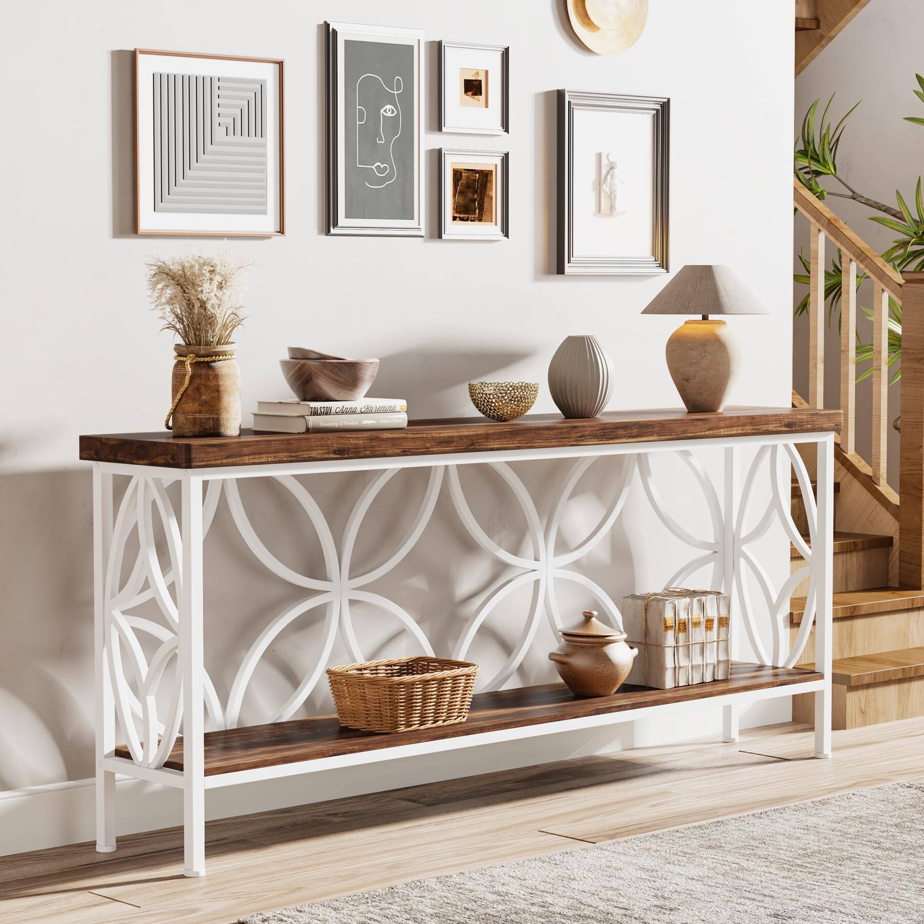 Tribesigns 70.9 Inch Narrow Sofa Table, Industrial Long Sofa Table ...