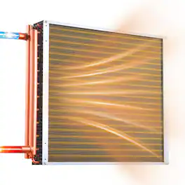 VEVOR - Water to Air Heat Exchanger, 22 x 22 in Finned Tube HVAC Heat Exchanger Coil with Copper Tubes & Aluminum Fins, 190K BTU - Red-brown;Silver