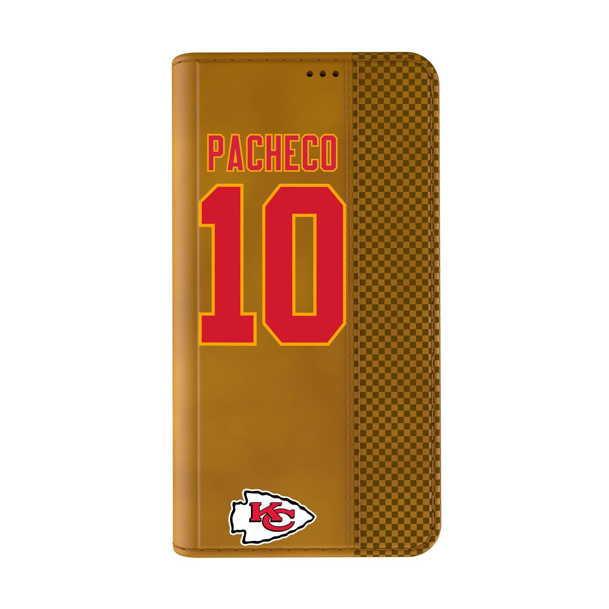 Alt View 1. Keyscaper - Isiah Pacheco Brown Kansas City Chiefs Folio iPhone Case - 13 Pro Max - Brown.