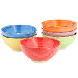 Elama - Color Ridge 6.25 Inch 6 Piece Round Stoneware Assorted Bowl Set - Multi