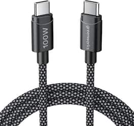 Greenworks - 3FT USB-C to USB-C Cable, 100W Fast Charging Cord, 2.0 Bi-Directional Data Transer, Durable Braided Cord