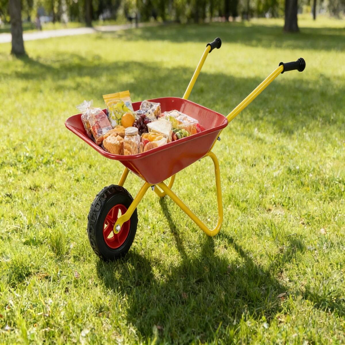 Alt View 3. Loheer - Loheer Kids Metal Wheelbarrow Red Garden Cart for Toddlers 33LBS.