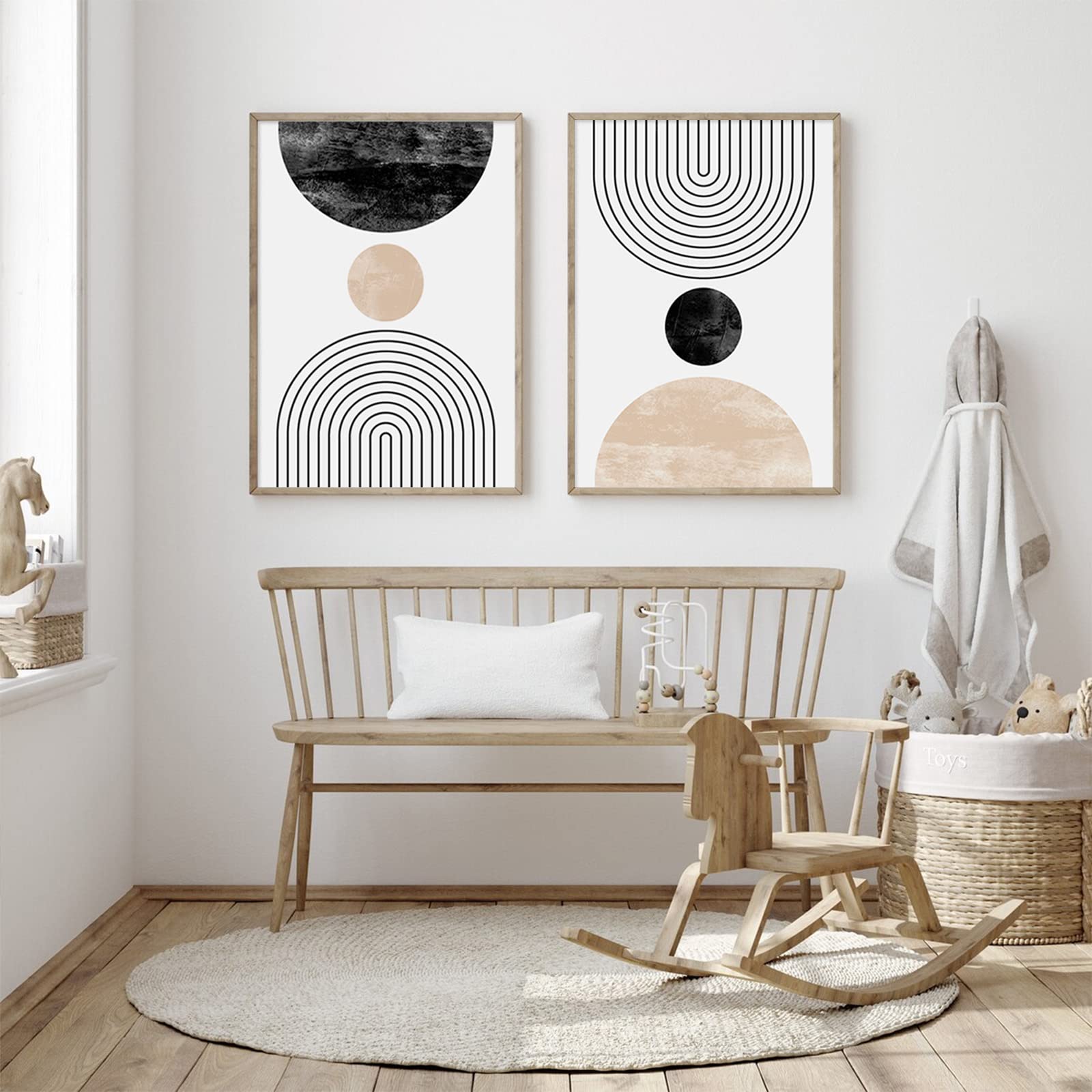 Alt View 2. Hirose Alice - Mid Century Modern Wall Art Prints Neutral Abstract Geometric Wall Art Boho Canvas Prints Mid Century Eoind - Bible Verse Art - Two 12x16 Inch Unframed.