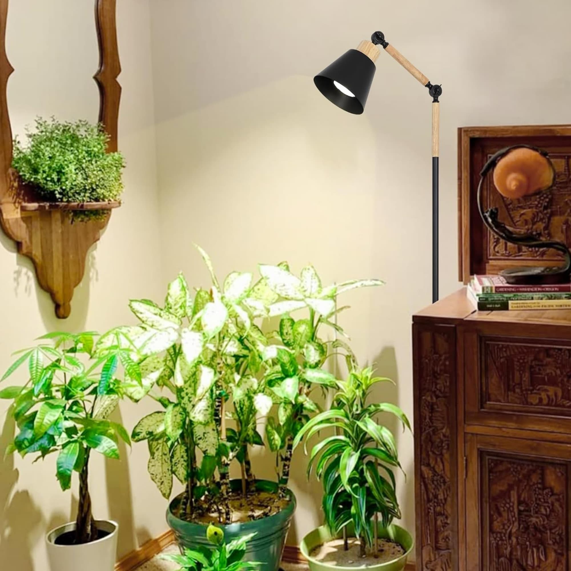 Alt View 5. Luckbyte - Full Spectrum 20W COB Grow Light 75 Inch Adjustable Timer Standing Lamp for Big Plants.