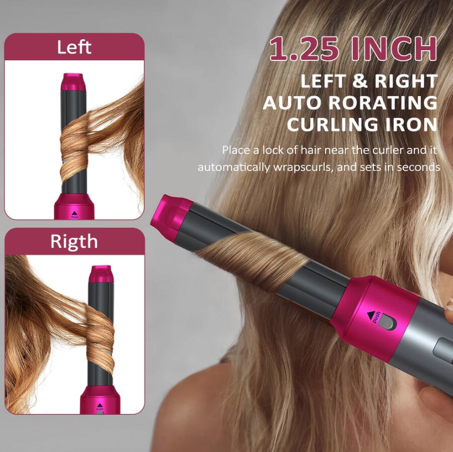 1.25 INCH LEFT & RIGHT AUTO RORATING CURLING IRON

Place a lock of hair near the curler and it automatically wraps curls, and sets in seconds.

Left

Rigth