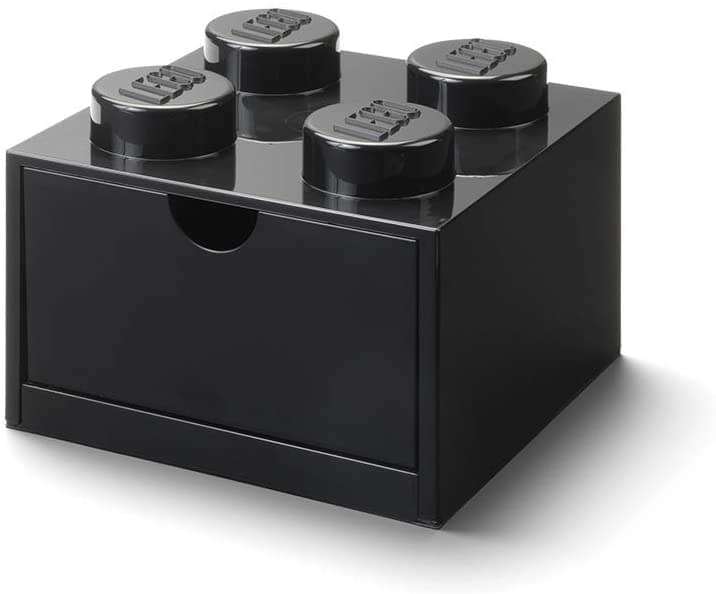 Alt View 1. Room Copenhagen - LEGO Desk Drawer 4 Knobs Stackable Storage Box | Black - Black.