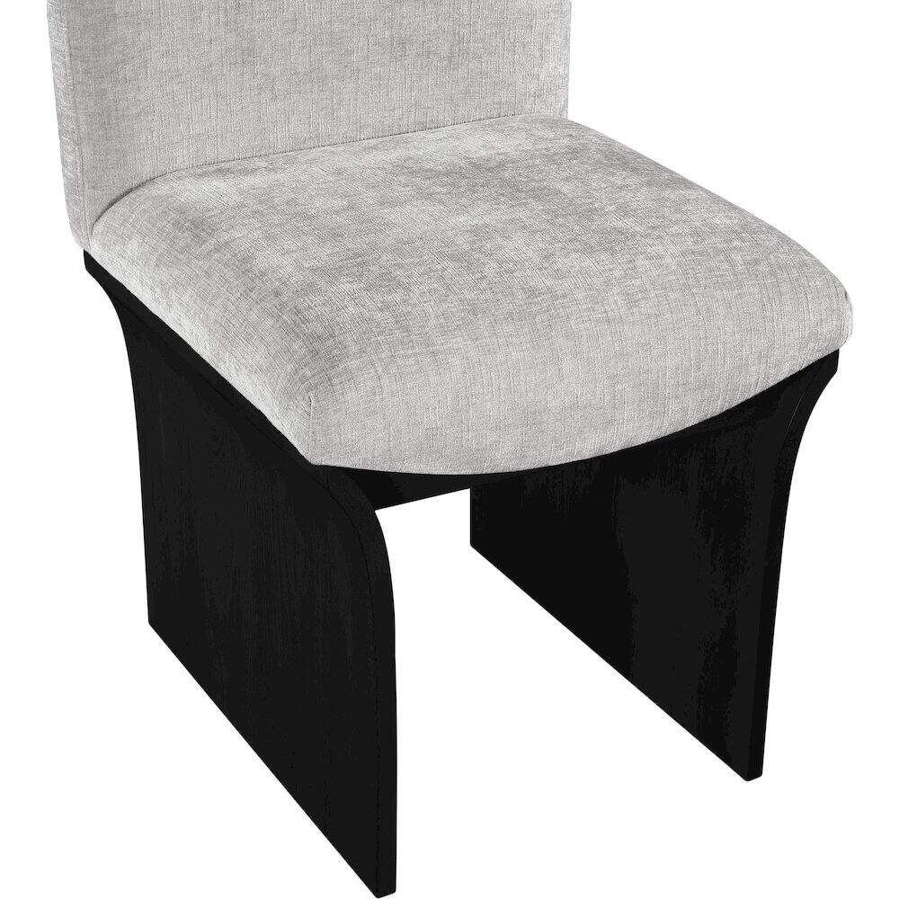 Alt View 3. Meridian Furniture - Shaw Grey Chenille Fabric Upholstered Dining Chair - Black.