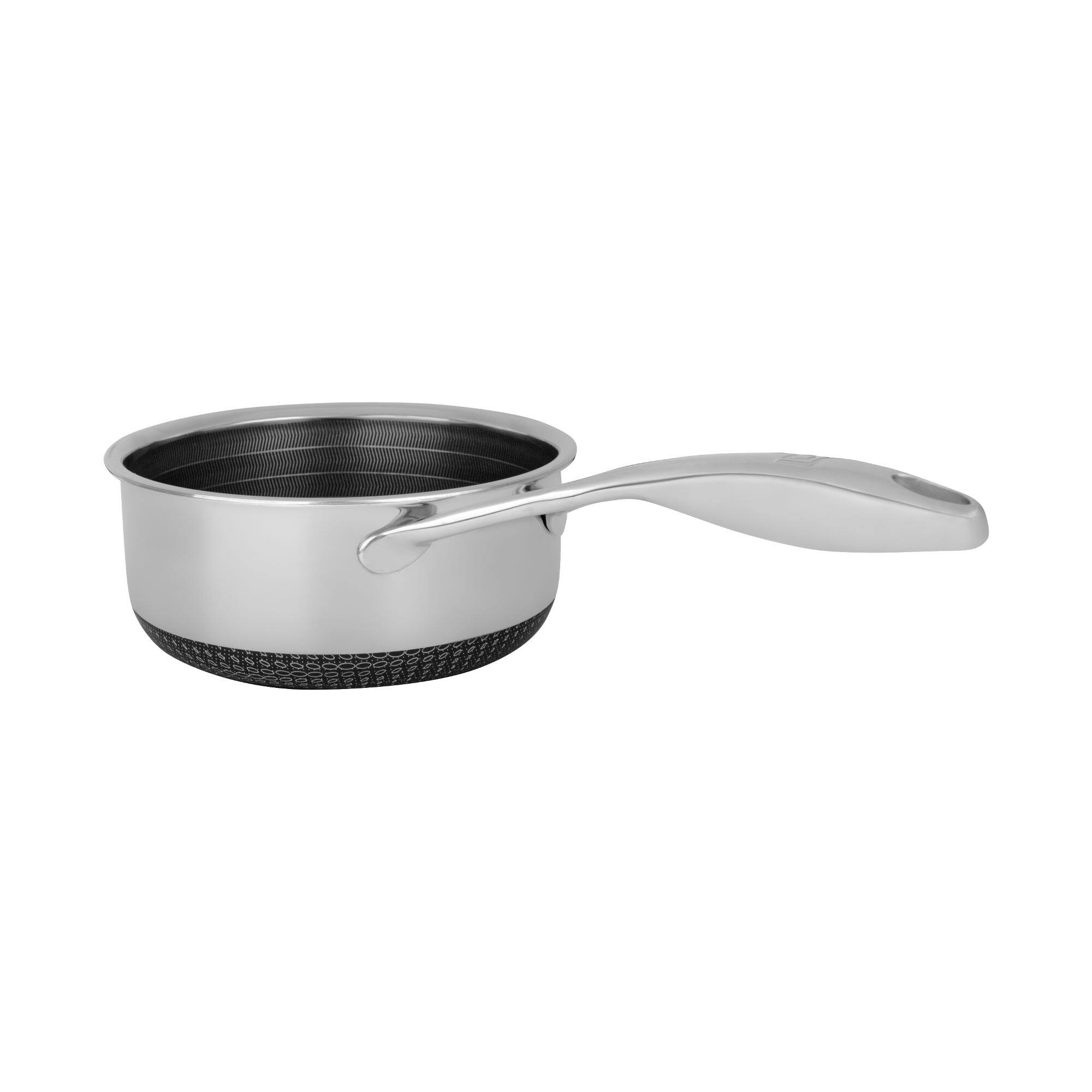 Alt View 3. Livwell Brands - DiamondClad™ 1.5 Quart Hybrid Nonstick Stainless Steel Saucepan and Lid, Dishwasher Safe, PFOA-free – Silver/Black - Silver/Black.