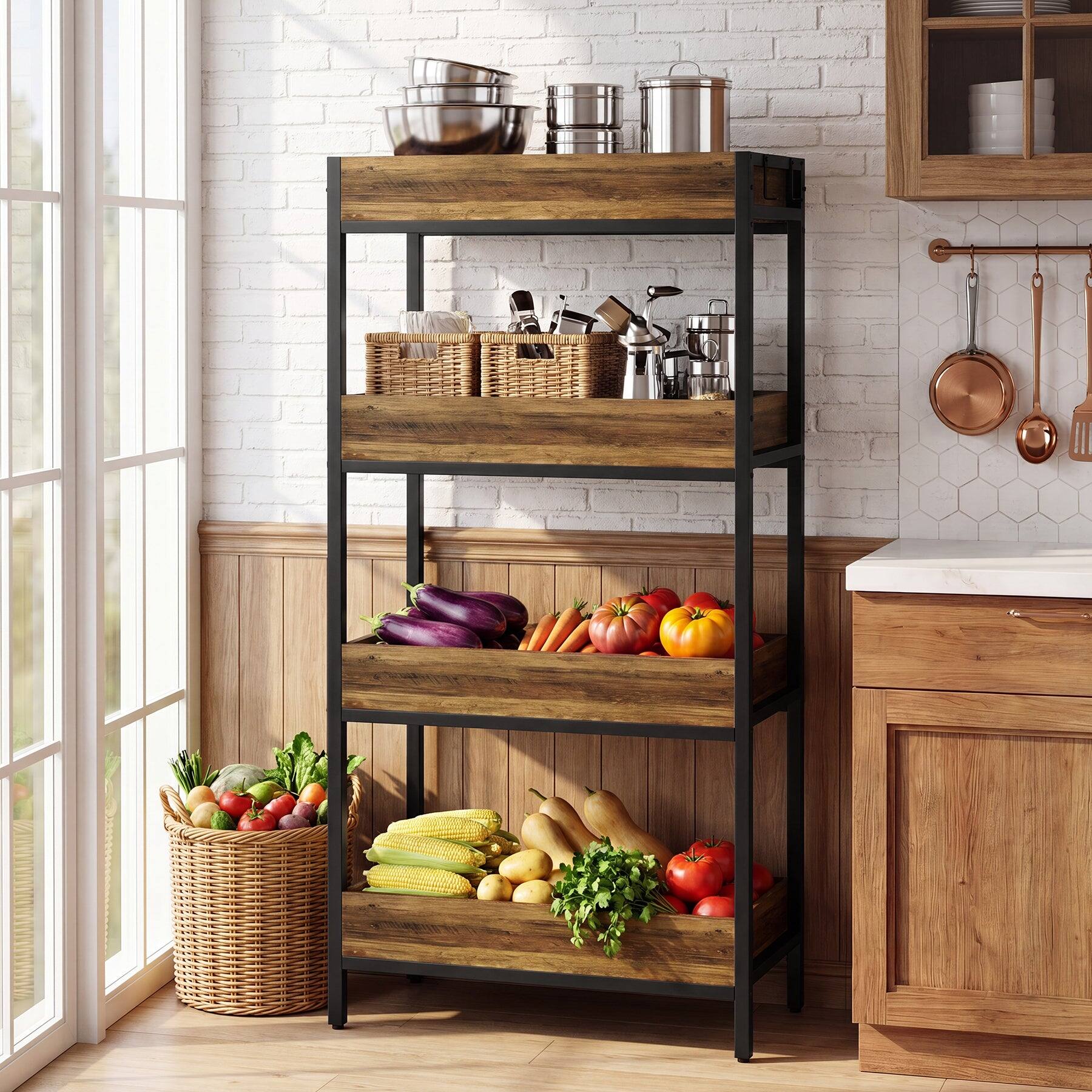 Alt View 3. Tribesigns - Office Storage Shelf, For Organizing and Displaying Items in Workspaces and Reception Areas - Brown.