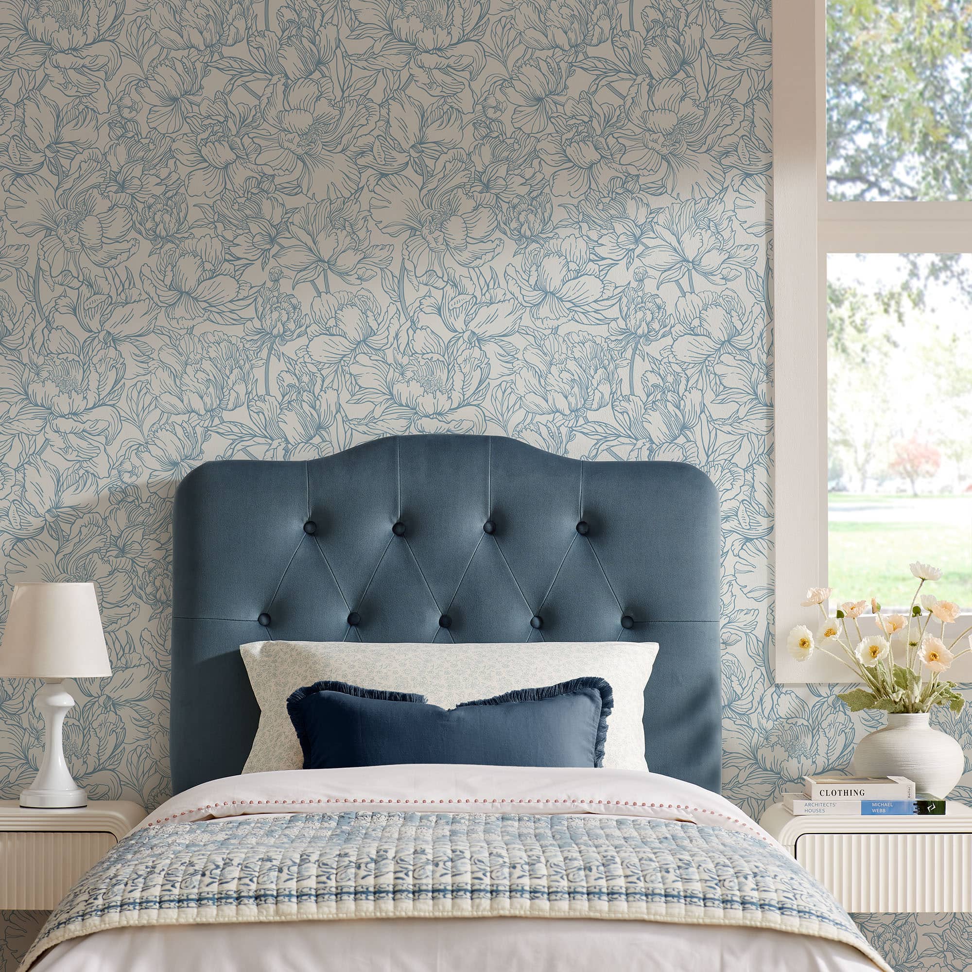Annabel Diamond Tufted Performance Velvet Headboard by Modway - Cadet Blue price history on PriceWatchPro