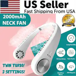 Loheer - Portable Neck Fan Bladeless Wearable Personal Cooling Fan USB C Rechargeable Headphone Style Air Cooler