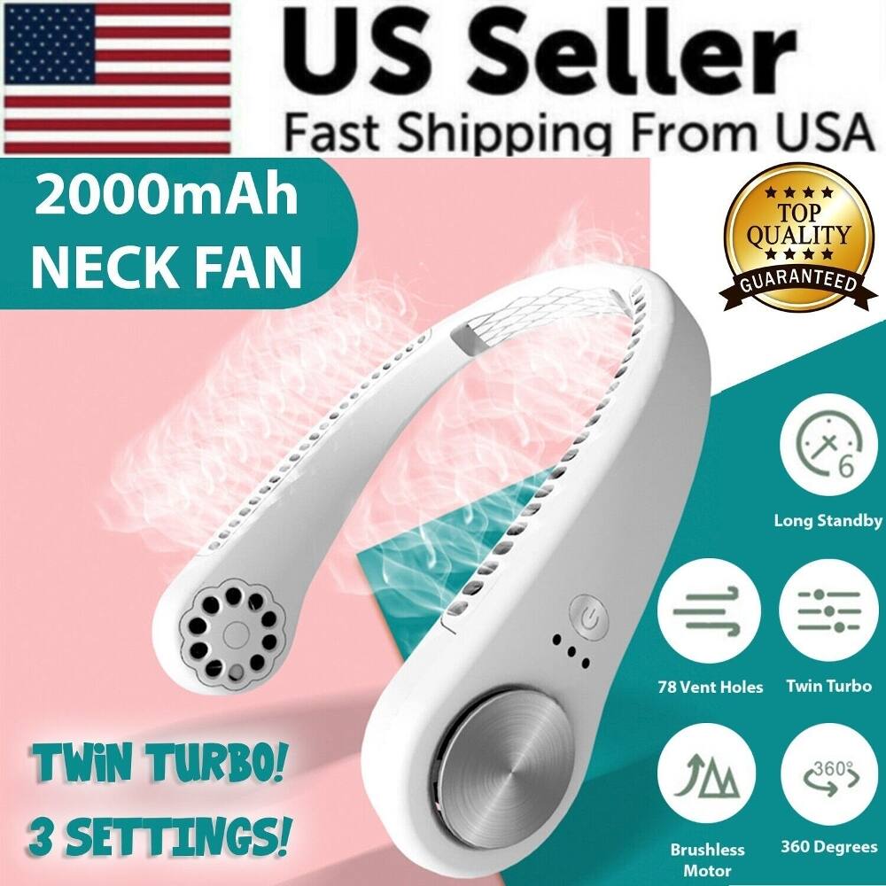 Loheer - Portable Neck Fan Bladeless Wearable Personal Cooling Fan USB C Rechargeable Headphone Style Air Cooler