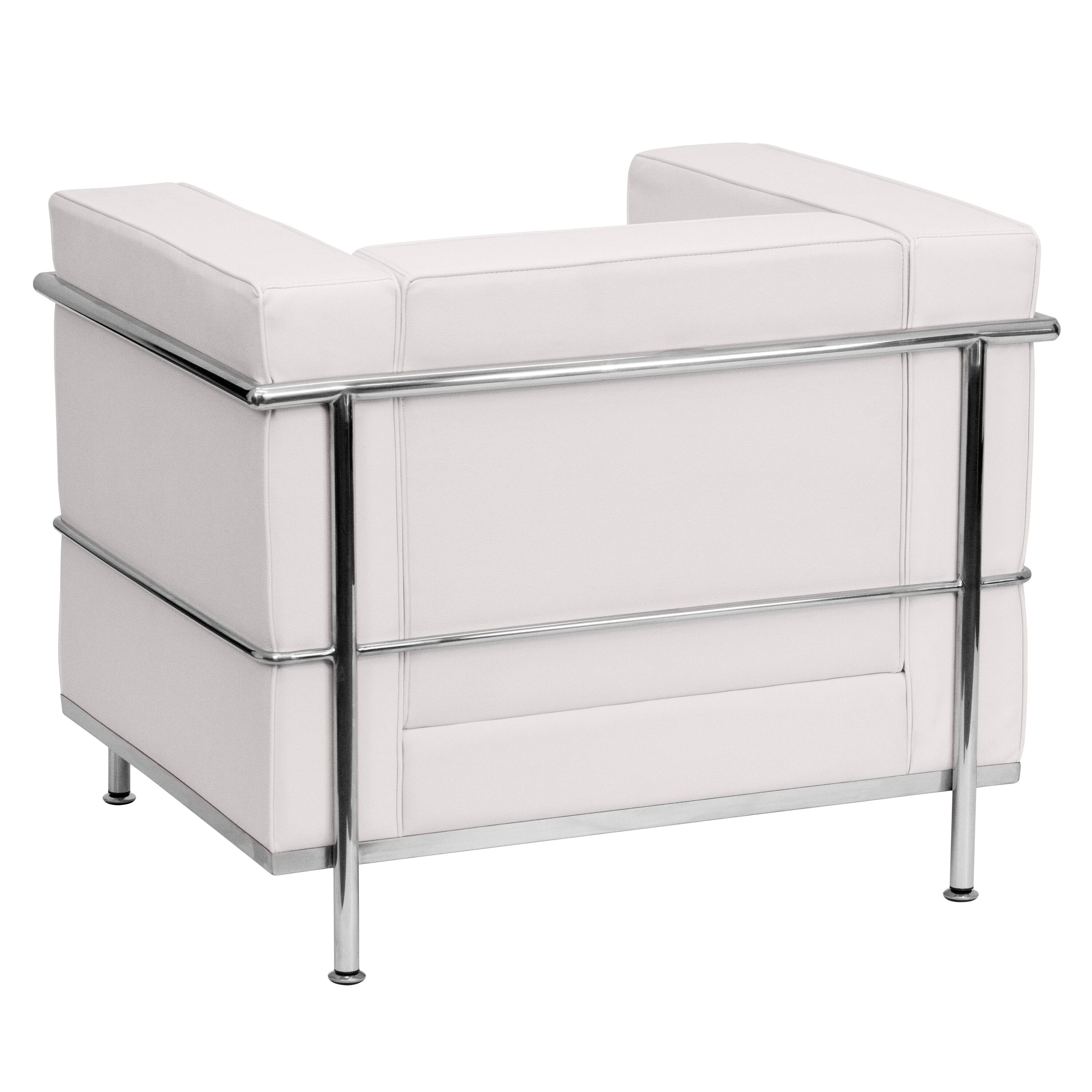 Alt View 2. Emma + Oliver - Contemporary LeatherSoft Chair with Double Bar Encasing Frame - Melrose White.