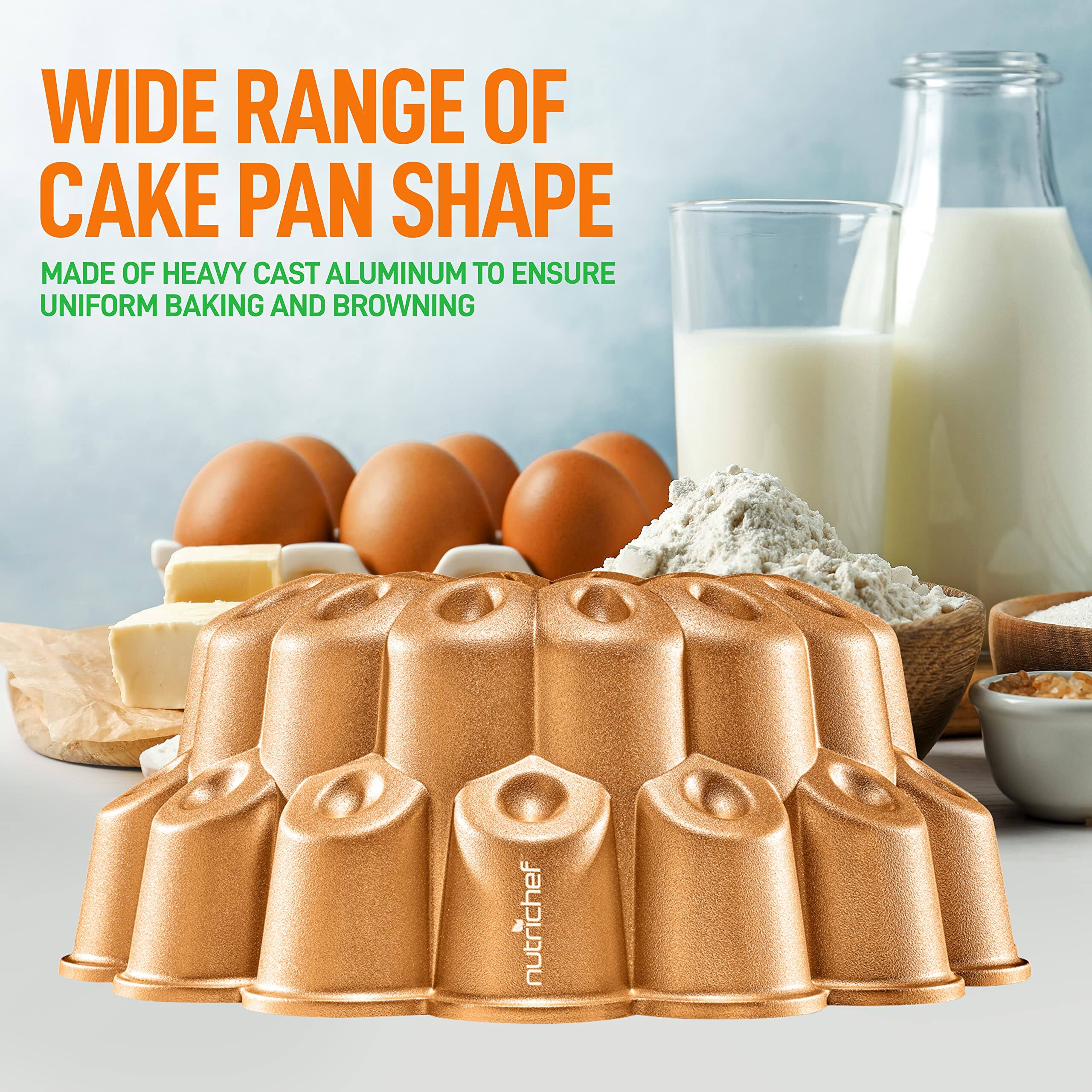 WIDE RANGE OF CAKE PAN SHAPE  
MADE OF HEAVY CAST ALUMINUM TO ENSURE UNIFORM BAKING AND BROWNING