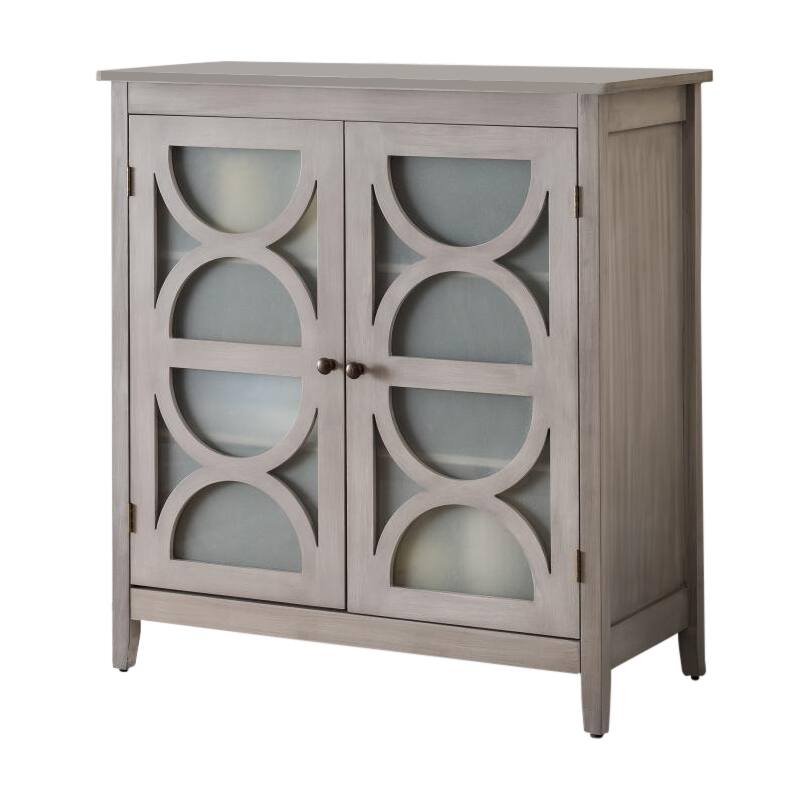 Angle. Kings Brand Furniture - Kings Brand Furniture - Folsom Wood Console Table/Accent Cabinet, Wash Gray - Light/Pastel Grey.